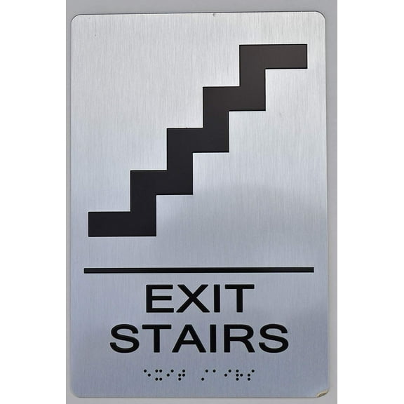 EXIT STAIRS SIGN -(Aluminum, Brush Silver, size 6x9) The sensation line