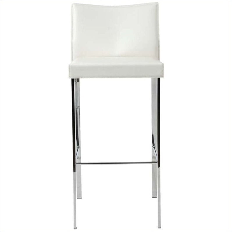 30 Bar Stool In White Leather And Chrome