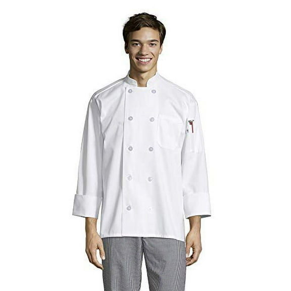 Uncommon Threads Unisex Classic 10 Button Chef Coat, White, Small