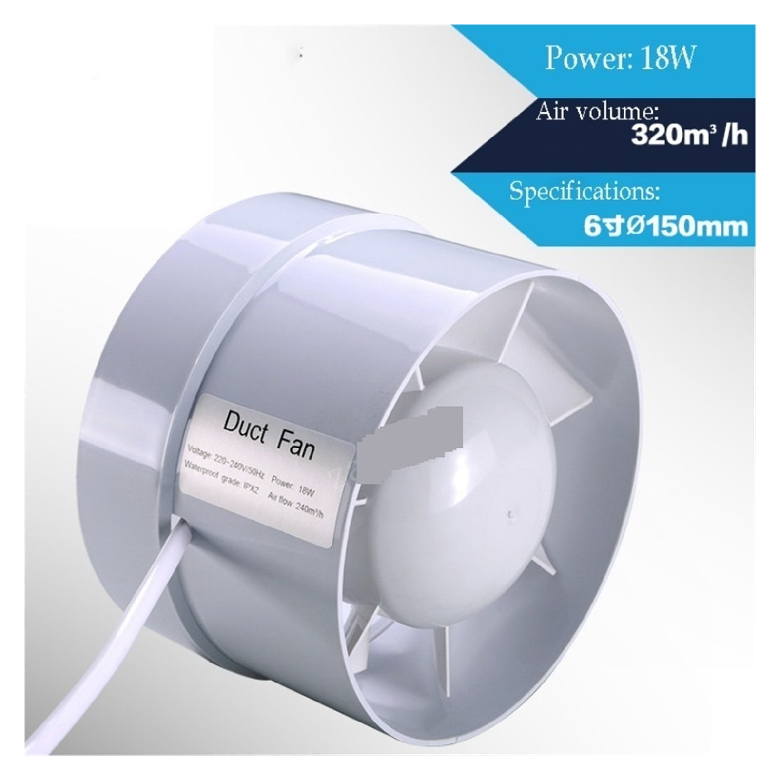 4/6 Inch Inline Duct Fan Air Ventilator Metal Pipe Ventilation Exhaust Fan Mini Extractor Bathroom Toilet Wall Fan Duct Fan ,Energy-Efficient