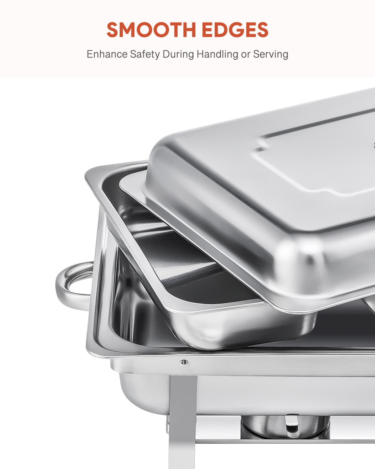 Wilprep 2-Pack Chafing Dish Buffet Set, 8Qt Stainless Steel Foldable Catering Food Warmer 1/3 Size Food Pan