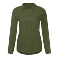 thumbnail image 6 of ABATAB Women Oversized Cotton Linen Shirts Lightweight Summer Fall Collared Long Sleeve Casual Tops Plain Button down T-Shirts(X-Large,Army Green 1), 6 of 6