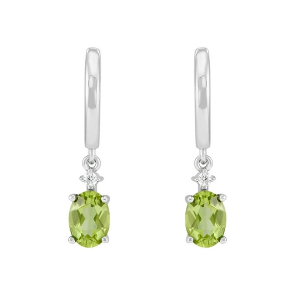 Brilliance Fine Jewelry Oval Peridot Drop Earrings in Sterling Silver