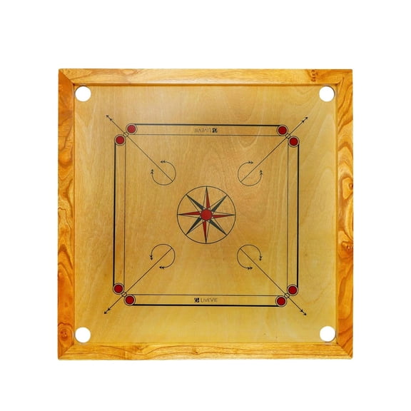 Carrom Board with Coins, Striker & Bori Powder – Smooth Surface, Professional Quality, Mango Wood Frame, Sealed Pockets, Water-Resistant Matte Finish, 32x32 Inch