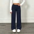 thumbnail image 2 of Hduncf Children's Fold Over Yoga Pants Low Rise Wide Leg Cute Flare Sweatpants Lounge Wear School Clothes Teen Girls Blue 12-13Years, 2 of 9