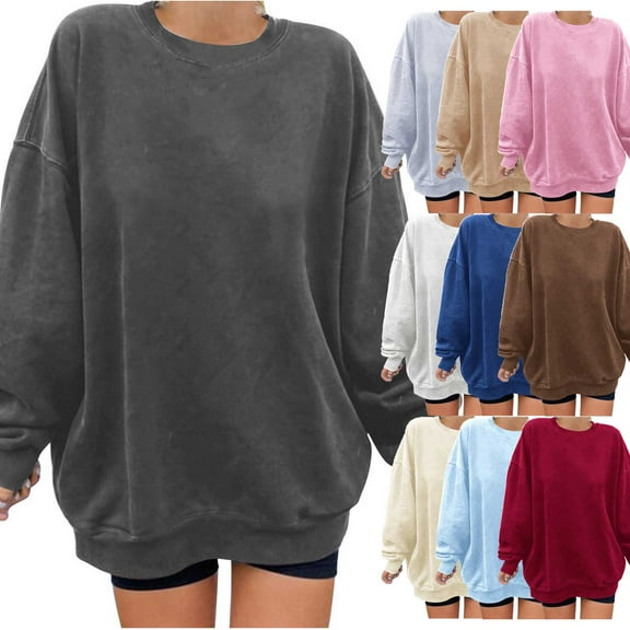 Admvng Womens Sweatshirt Casual Long Sleeve Pullover Lightweight Shirts,Sizes S-2XL