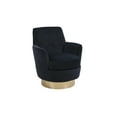 thumbnail image 3 of Black Velvet Swivel Barrel Chair for Living Room & Bedroom - Comfy 360° Rotating Armchair with Gold Stainless Steel Base, Ergonomic Design, Spot Clean, 3 of 6