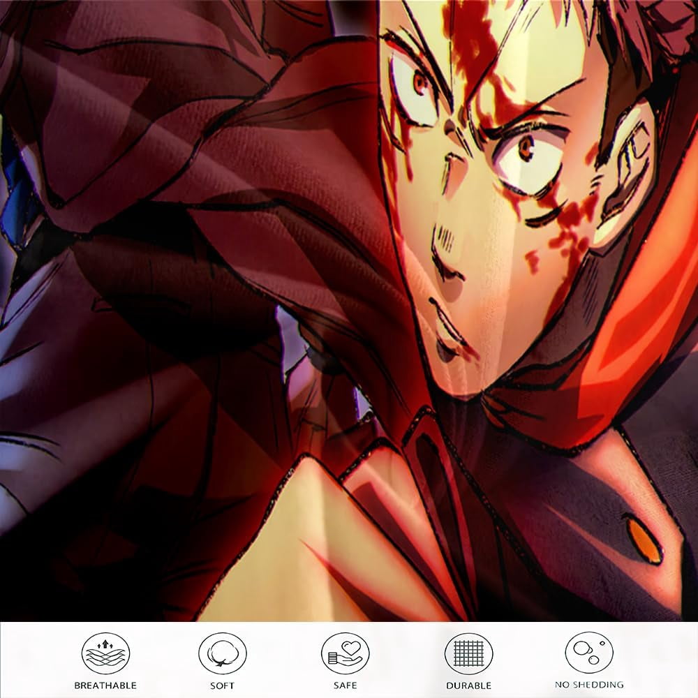 Anime Jujutsu Kaisen Duvet Cover Bedding Set,3D Anime Soft Comfortable Quilt Cover Twin Full Queen King Size with Pillowcases (Color 1, Twin)