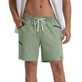 thumbnail image 6 of VBVC Men's Quick Dry Hiking Shorts with Zipper Pockets,Split Hem Workout Golf Beach Shorts For Men,Green,S-2XL, 6 of 8