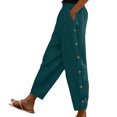 thumbnail image 6 of JUUNthy Womens Cropped Pants, Side Buttons with Pockets Straight Leg Spring Summer Trendy Casual Pants Black 3XL, 6 of 10