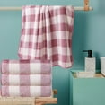 thumbnail image 6 of Large Coral Fleece Bath Towel, Checkered Quick Drying Absorbent Soft Cloth, Lightweight Warm Comfortable for Bathroom Travel, 6 of 6