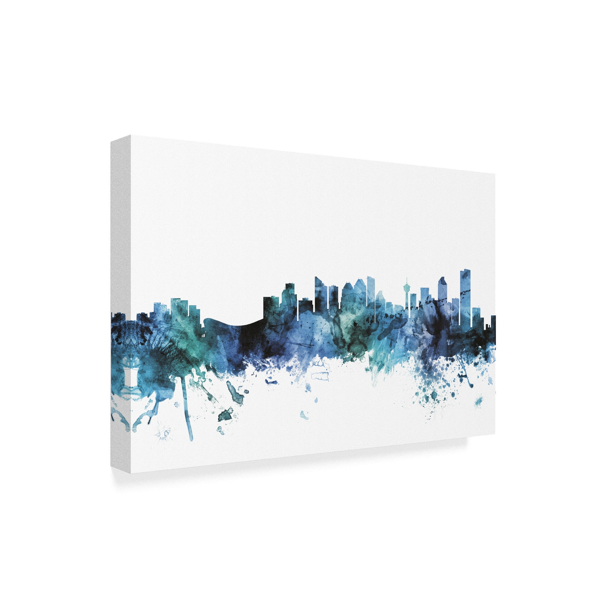 Trademark Fine Art 'Calgary Canada Blue Teal Skyline' Canvas Art by Michael Tompsett