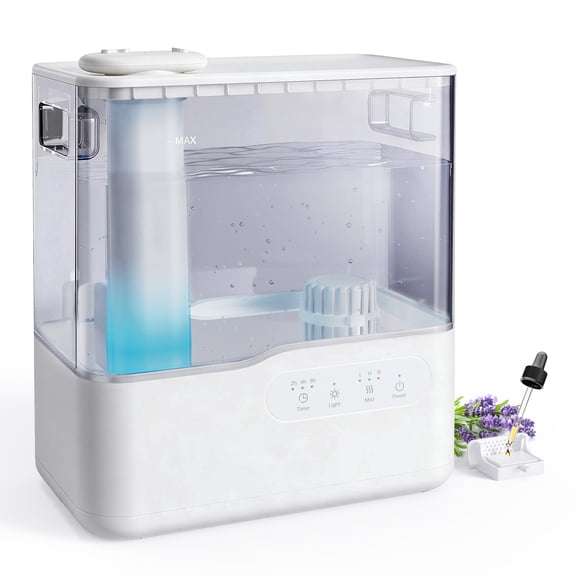 ALROCKET 5L Humidifier for Room,Top-Fill Cool Mist Humidifiers for Home Large Room,Baby,and Plant,25dB Quiet Vaporizer,Oil Diffuser,Nightlight,360°Rotating Nozzle,White