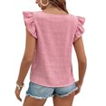 thumbnail image 2 of UKAP Women Tee Ruffle T Shirt Short Sleeve Summer Tops Casual Holiday Basic Pink S, 2 of 3