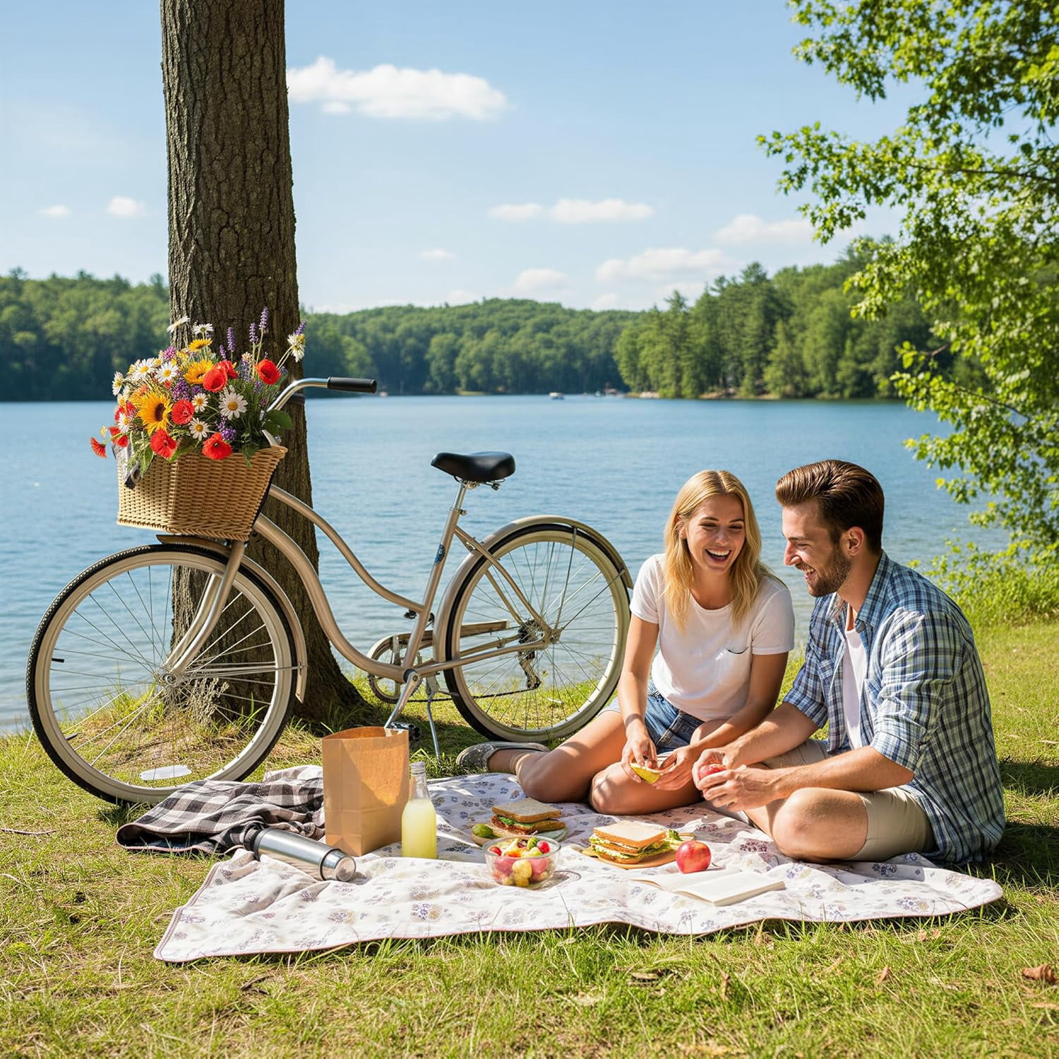GRANNY SAYS Bike Basket, Wicker Basket for Bike, Hand-Woven Bicycle Basket, Detachable Wicker Front Handlebar Bike Basket
