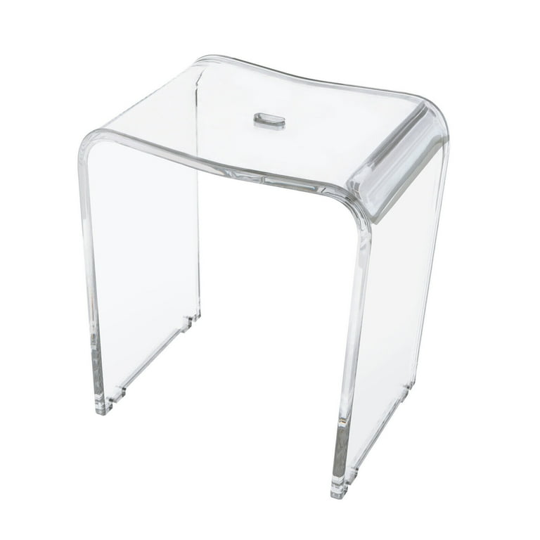 Clear Acrylic Shower Bench with Storage Shelf