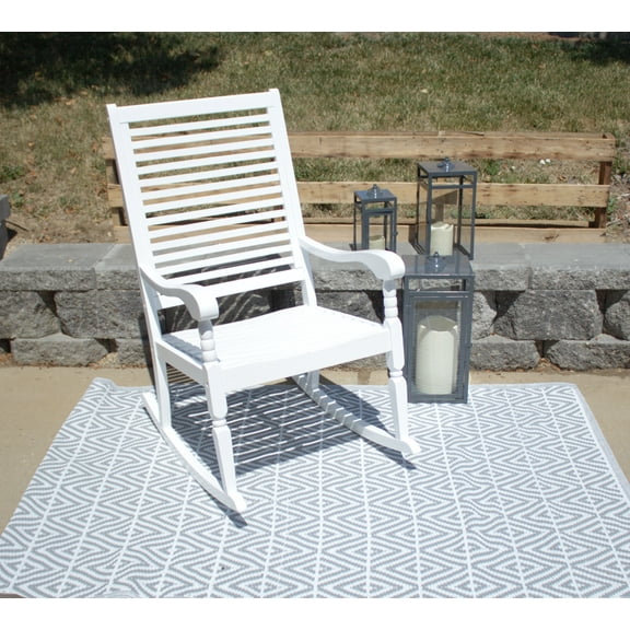 Indoor-Outdoor Hardwood Rocking Chair- Antique White