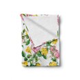 thumbnail image 2 of Yellow Flower Soft Flannel Fleece Throw Blanket, Flourishing Bindweed and Pink Roses Leaves Botanical Nature, Cozy Plush for Indoor and Outdoor Use, 50" x 60", Jade Green Baby Pink, by Ambesonne, 2 of 6