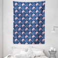 thumbnail image 1 of Japanese Tapestry, Oriental Flowers Classic Swirled Motifs Far East Asian Culture Inspirations, Wall Hanging for Bedroom Living Room Dorm Decor, 60W X 80L Inches, Navy Blue Blush, by Ambesonne, 1 of 2