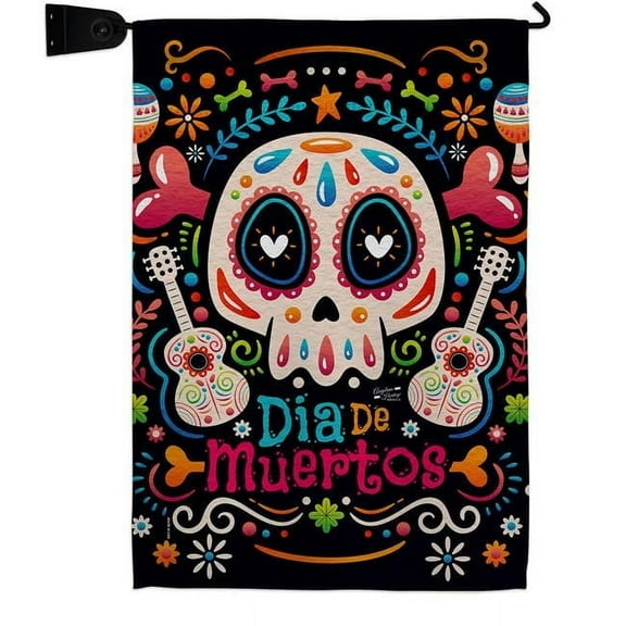 Angeleno Heritage GS130405-P3-04 Fiesta Dia de Muertos Falltime Day of Diad 13 x 18.5. in. Double-Sided Decorative Vertical House Garden Flag Set for Decoration Banner Yard Gift