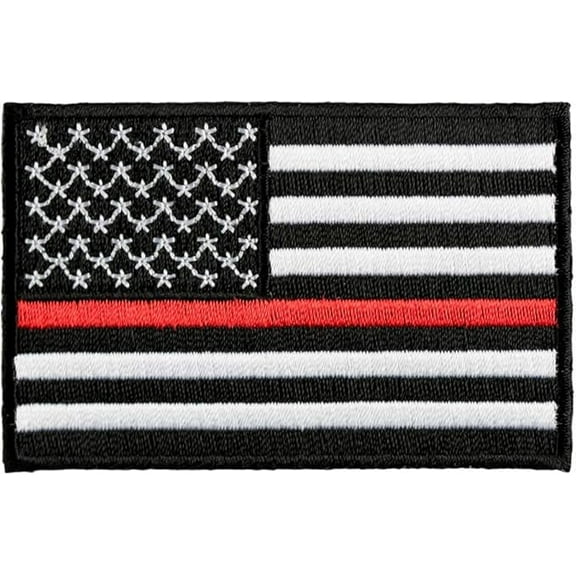 Thin Red Line American Flag Patch, Patriotic Firefighter Patches