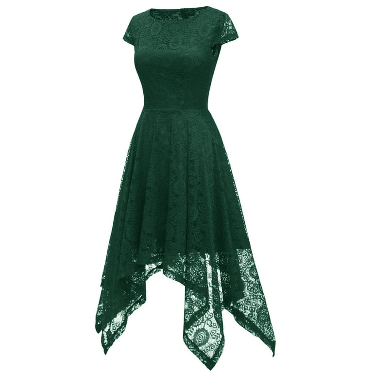 Fashion O-Neck Asymmetrical Lace Hollow Evening Dress Fashion O-Neck Asymmetrical Lace Hollow Evening Dress