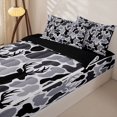 thumbnail image 3 of Castle Fairy Animal Deer Zipper Queen Comforter Set with Fitted Sheet and 2 Pillowcases,Black Gray Camouflage Zipper Bedding Set,Black Reversible,4 Pieces, 3 of 6