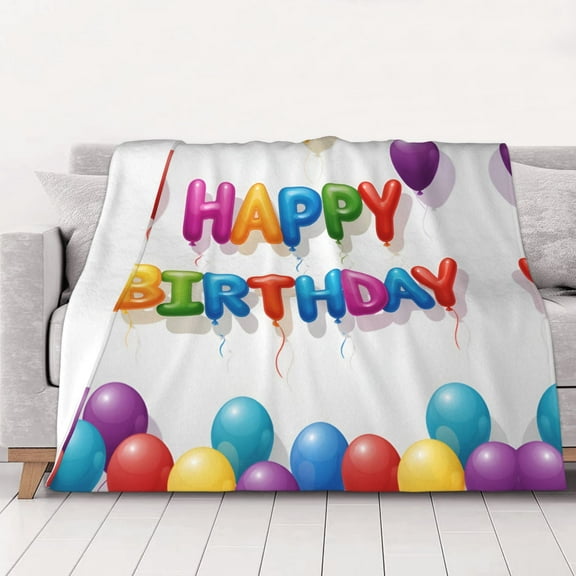 Happy Birthday Warm Cozy Plush Throw Blanket for Couch Bed Sofa 50"x40"