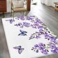 thumbnail image 3 of Purple Flowers Kitchen Runner Rug 2.7x5 Washable Runners for Hallway Non Slip Butterfly Spring Floral Watercolor Farmhouse Large Area Rug Indoor Floor Carpet for Bathroom Laundry Entryway Bedroom, 3 of 8