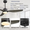 thumbnail image 3 of 52'' Reversible Ceiling Fan With Remote Control and Dimmable Led Light in Black/Wooden Wooden, 3 of 5
