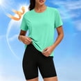 thumbnail image 2 of Vmvidoty Women's Fashionable Slim-fitting Elastic Lightweight Casual UPF 50+ Sunscreen Hiking Sports Short-sleeved Round-neck Top Mint Green 2XL, 2 of 10