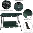 thumbnail image 5 of Mcombo 3-Person Outdoor Patio Swing Chair, Convertible Canopy Hanging Swing, Removable Cushions, 4003 (Green), 5 of 6