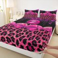 thumbnail image 3 of jejeloiu Safari Animal Print Queen Sheet Sets,Pink Leopard Pattern Bed Set For Adults 4-Piece, 3 of 7