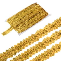 Uxcell 5 Yards 0.8 Inch Elastic Sequins Trim 2 Row Flat Sequin Strip Paillette Fabric Ribbon for Crafts DIY Fringe Sewing Costume Dress, Laser Gold