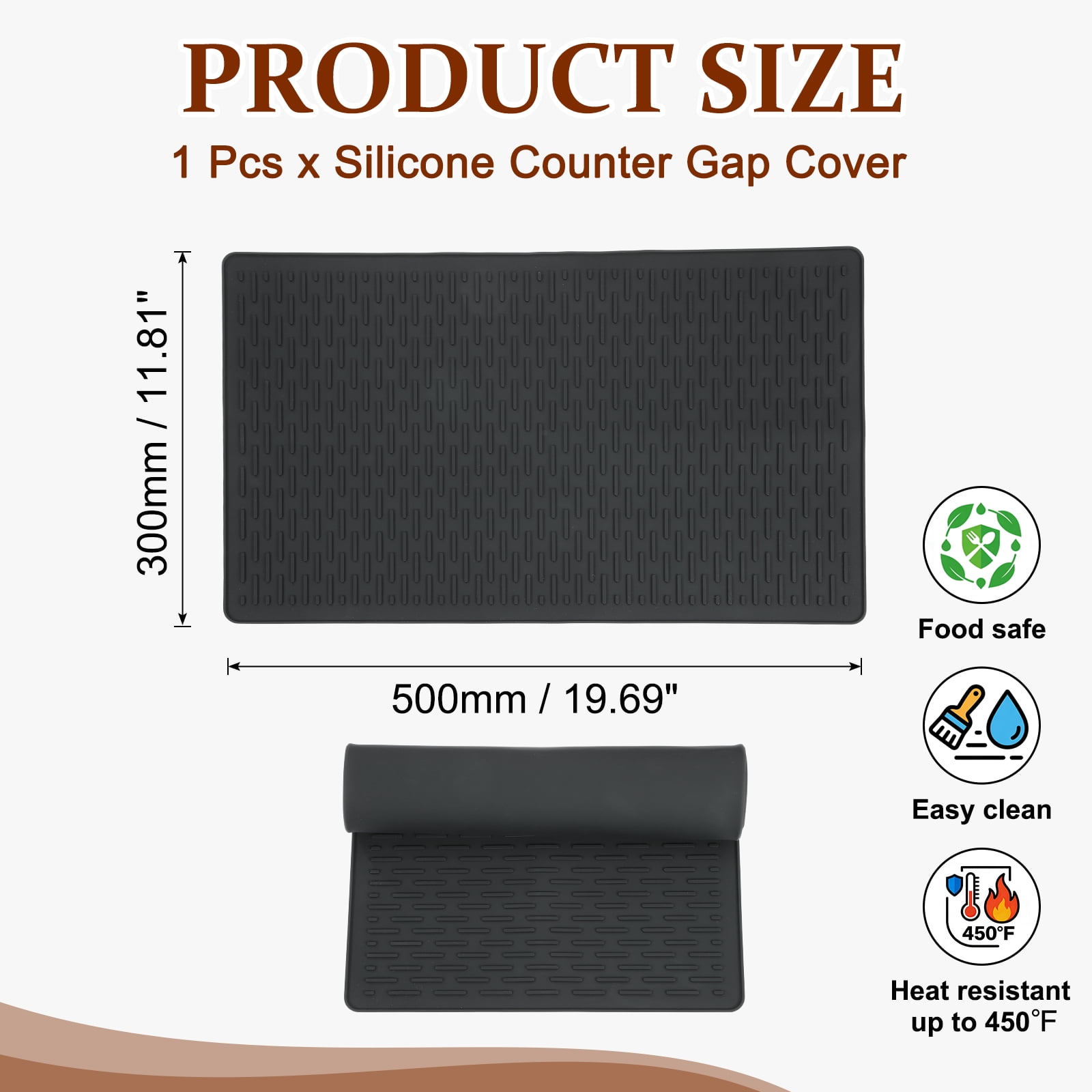 Uxcell Stove Top Covers for Electric Stove, 20 x 12 Inch Silicone Cooktop Protector Waterproof Oven Cover Dish Drying Striped Silicone Mats for Kitchen Glass Top, Stovetop, Oven, Black