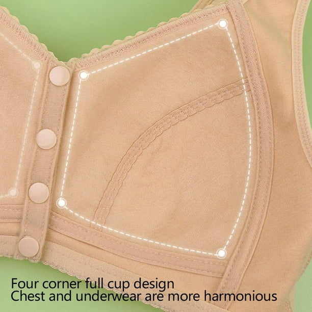 Cotton Front Closure Bra No Underwire Support for Women by Glamorette X6D4  
