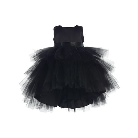 - Baby Girls Black Hi-Low Multi Level Ruffle Tutu Flower Girl Dress