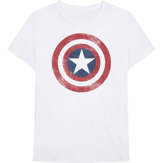 Captain America Adult Distressed Shield Cotton T-Shirt