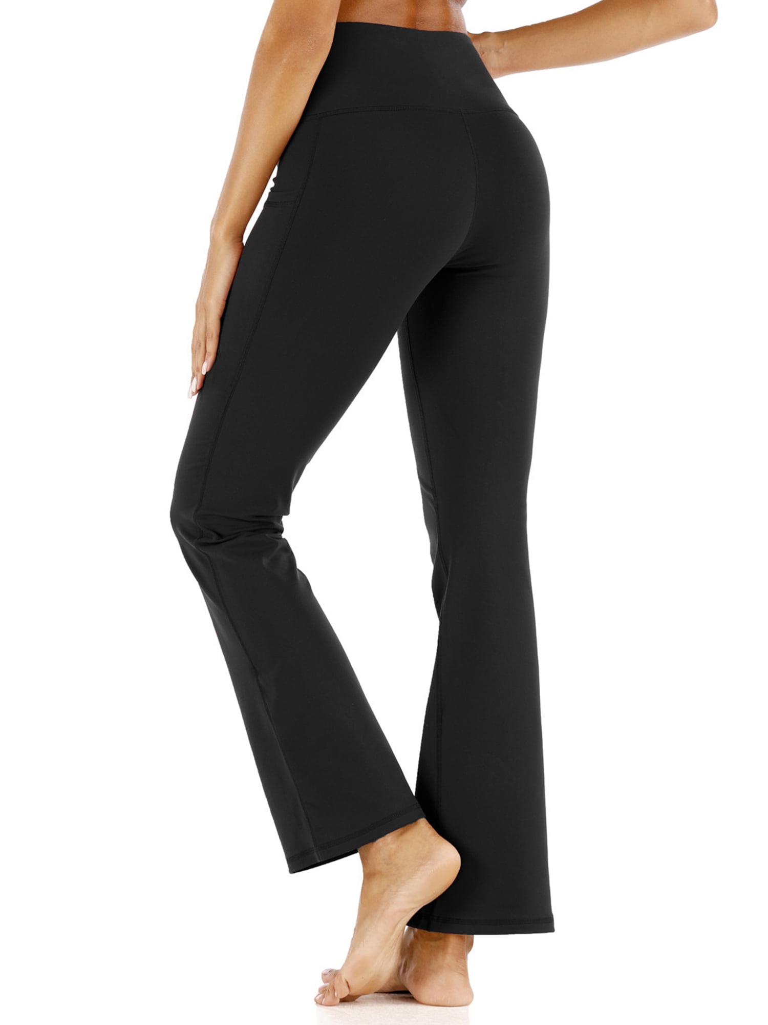 4 Pockets Work Pants for Women CFR Bootcut Yoga Pants with Pockets for Women High Waist Workout Bootleg Pants Tummy Control 