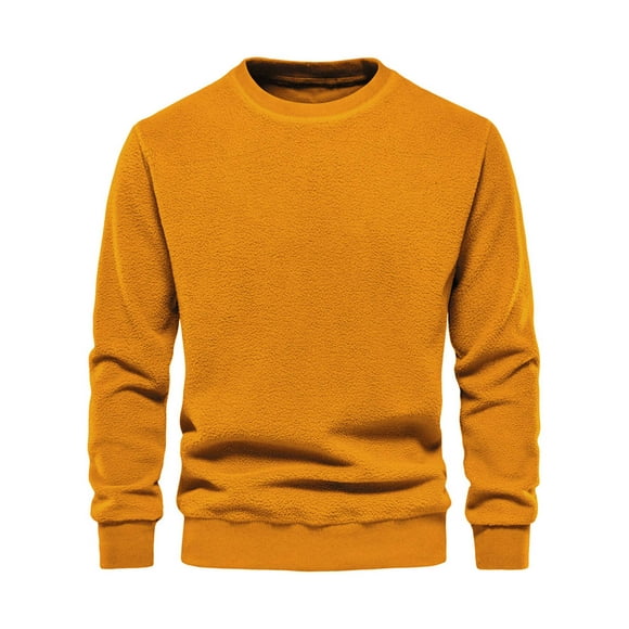 Innerwin Sherpa Pullover Lined Mens Fleece Sweatshirts Fall Crew Neck Leisure Sweatshirt Orange XXL