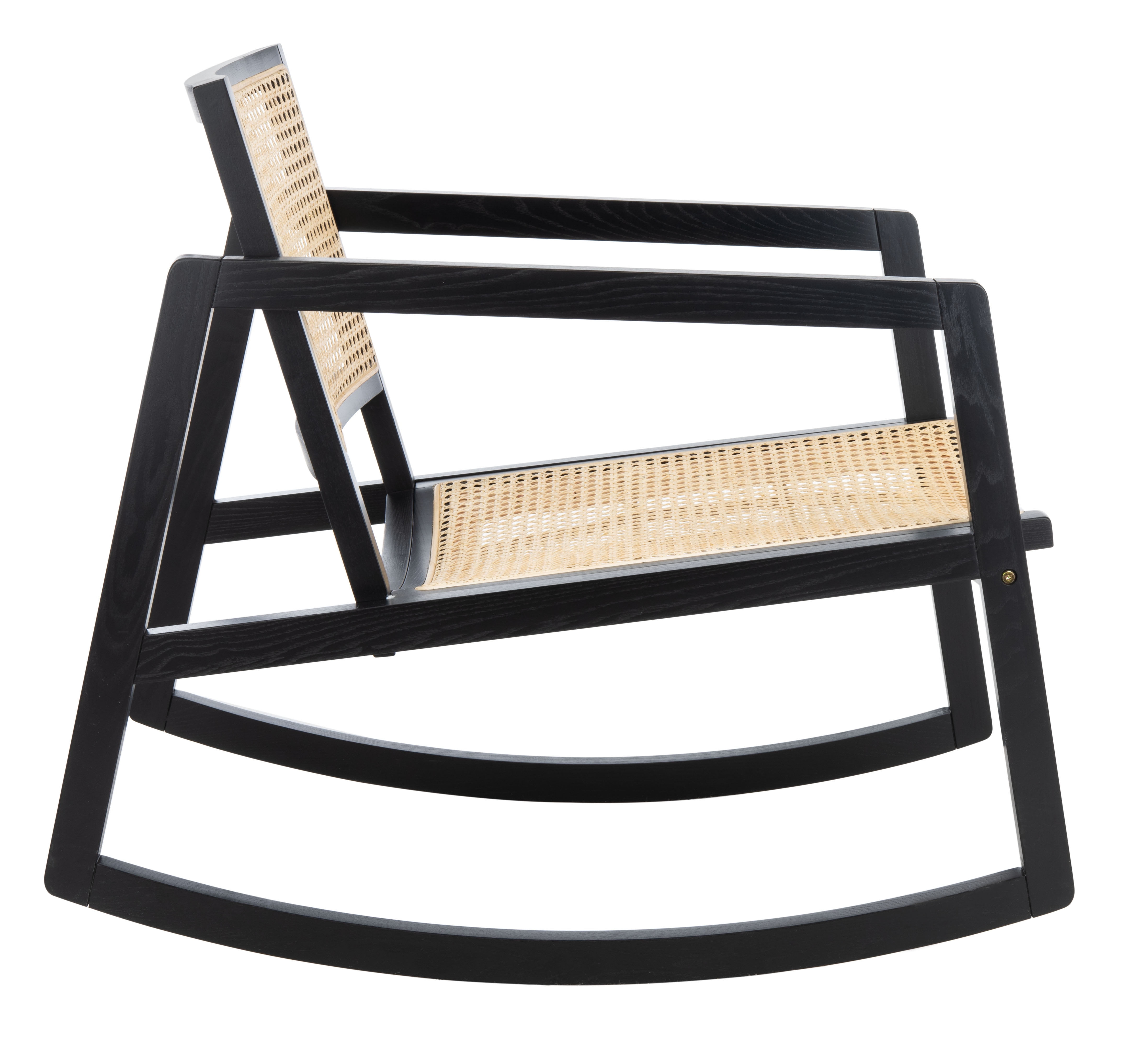 SAFAVIEH Couture Perth Coastal Solid Rattan Rocking Chair, Black/Natural