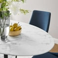 thumbnail image 7 of Modway Lippa 60" Oval Artificial Marble and Metal Dining Table in Black/White, 7 of 7