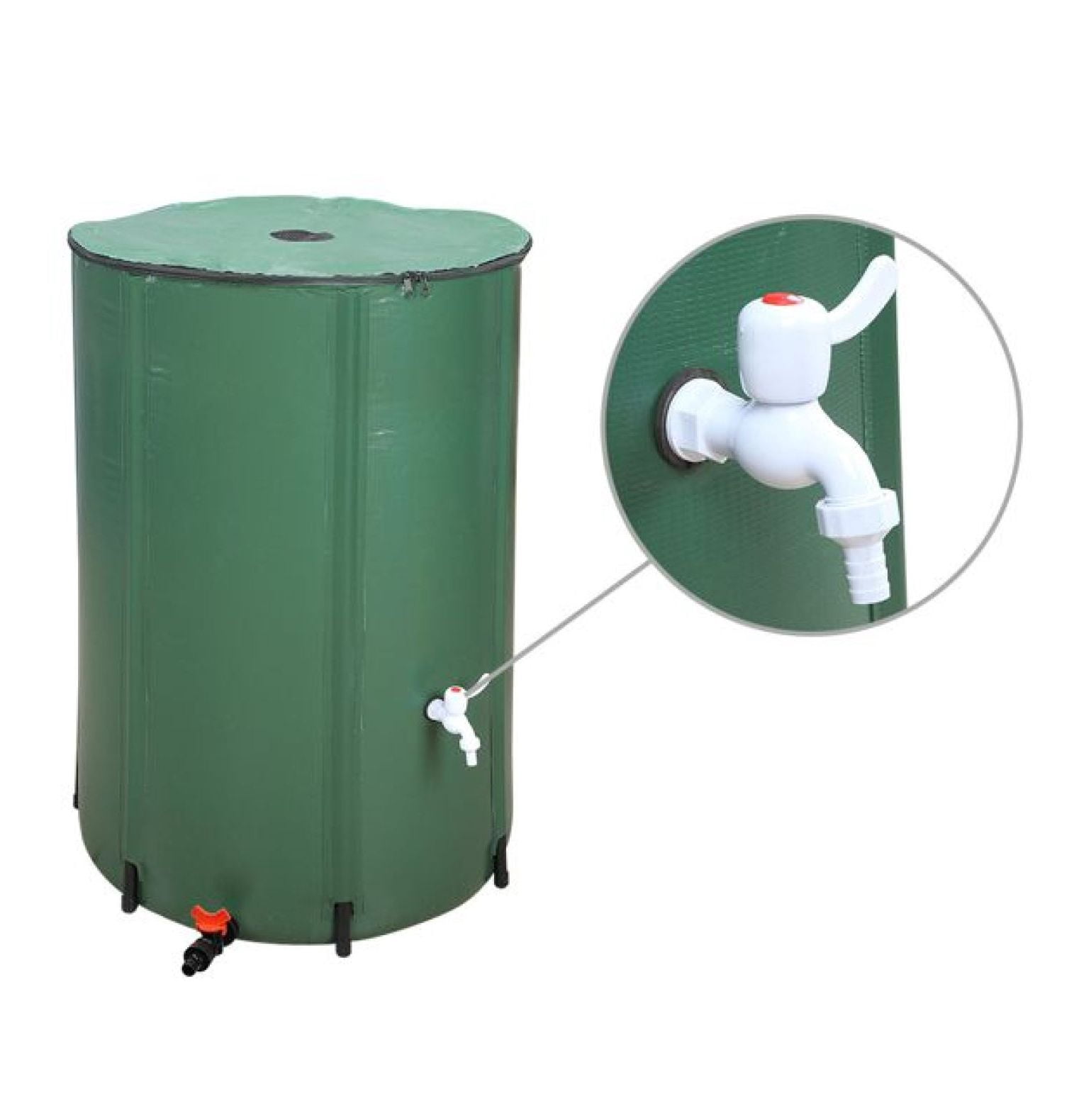 132 Gallon Rain Barrel Folding Water Collector - Green - Portable Rainwater Tank for Garden, Plants & Outdoor Use with Mesh Cover & Tap