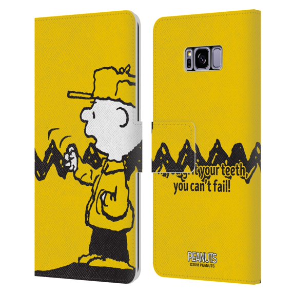 Head Case Designs Officially Licensed Peanuts Charlie Brown You Can't Fail Leather Book Wallet Case Cover Compatible with Samsung Samsung Galaxy S8+ / S8 Plus