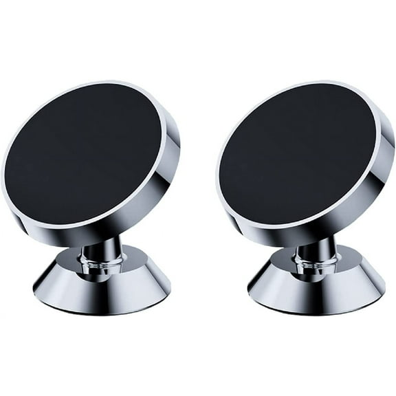 Magnetix 360 - Magnetic 360 Phone Mount, Magnetic 360 Phone Mount for Gym, Magnetic Phone Holder for Car, Universal Dashboard Car Mount Fits All Smartphones (2pcs silver)