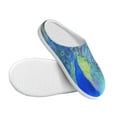 thumbnail image 3 of Daiia Peacock Print Women’s Fuzzy Slippers Memory Foam Lightweight House Shoes Cozy Loafer Flannel House Shoes-37/38, 3 of 7