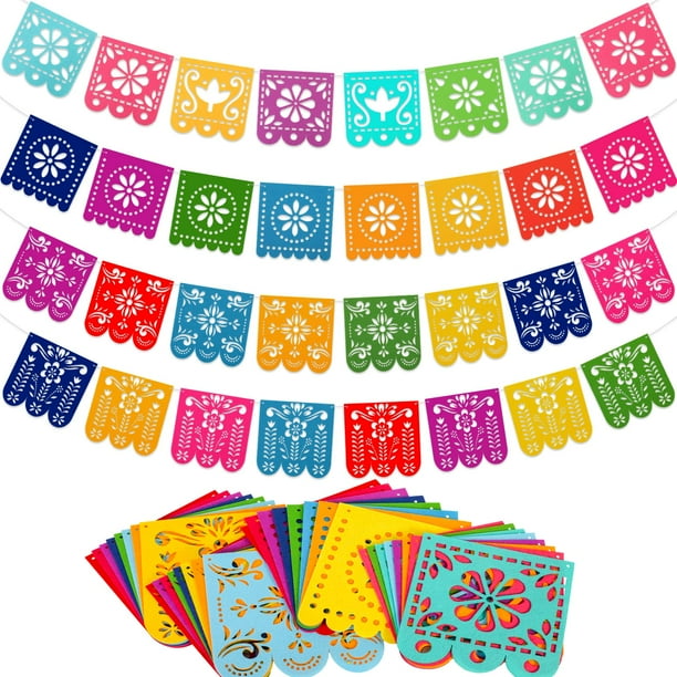 Decoraciones para fiestas con pancartas de papel picado para fiestas mexicanas