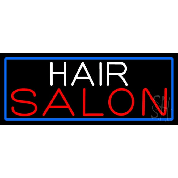 Cursive Hair Salon LED Neon Sign 13 x 32 - inches, Black Square Cut Acrylic Backing, with Dimmer - Bright and Premium built indoor LED Neon Sign for Defence Force.