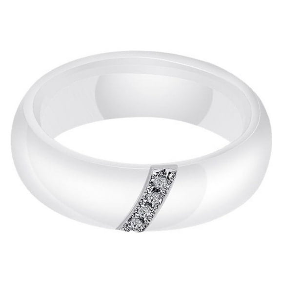 Qarigey Anillo de circón con incrustaciones de cristal, superficie lisa, bucle de cerámica, anillos de acero de titanio de estilo Simple, Type11 NO11