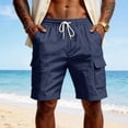 thumbnail image 7 of Nestiefly Mens Linen Cargo Shorts Casual Drawstring Shorts Relaxed Fit Summer Beach for Men 2026 Navy M, 7 of 7